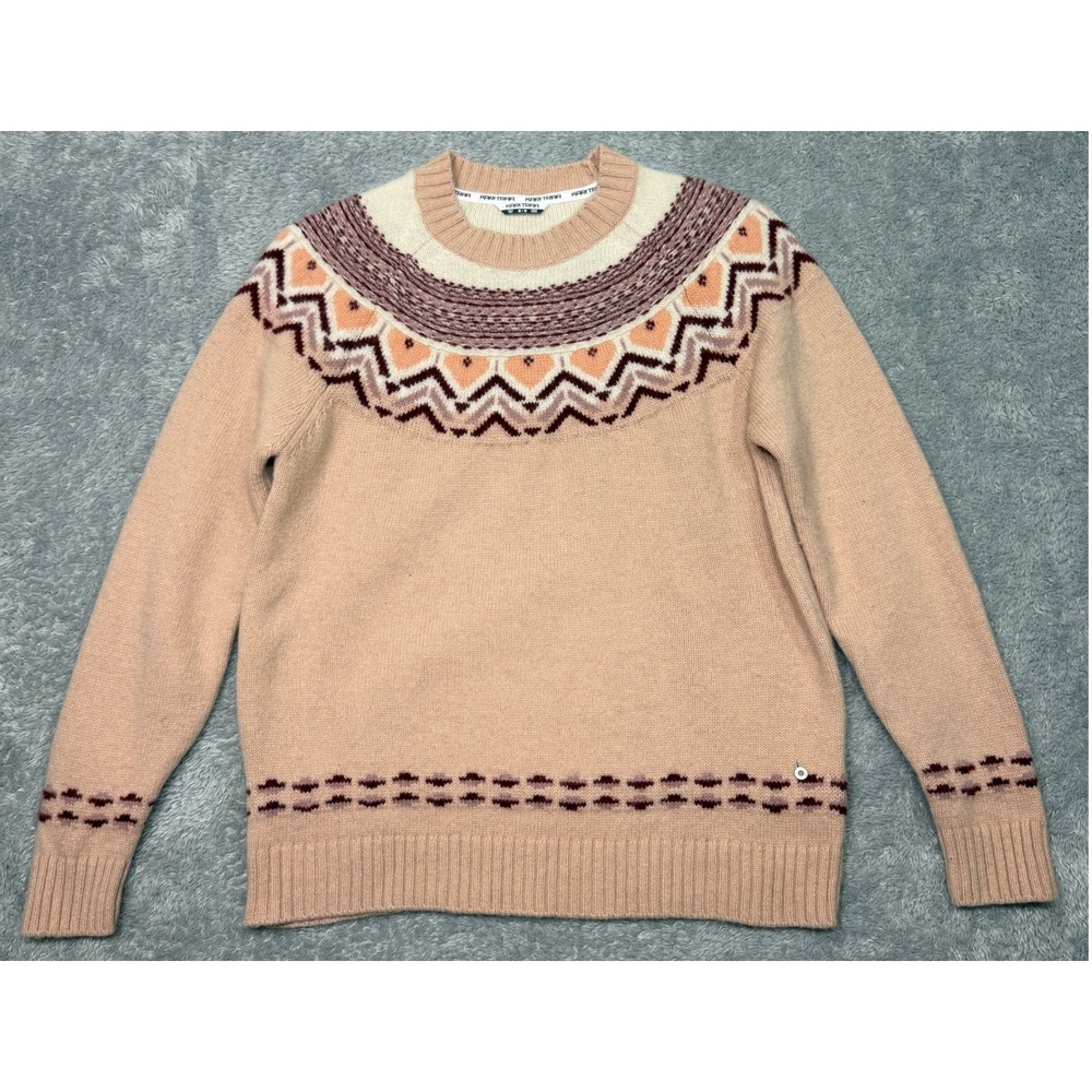 Kari Traa Sweater Womens M Pink Fair Isle Knit Pullover Crew Neck Long Sleeve